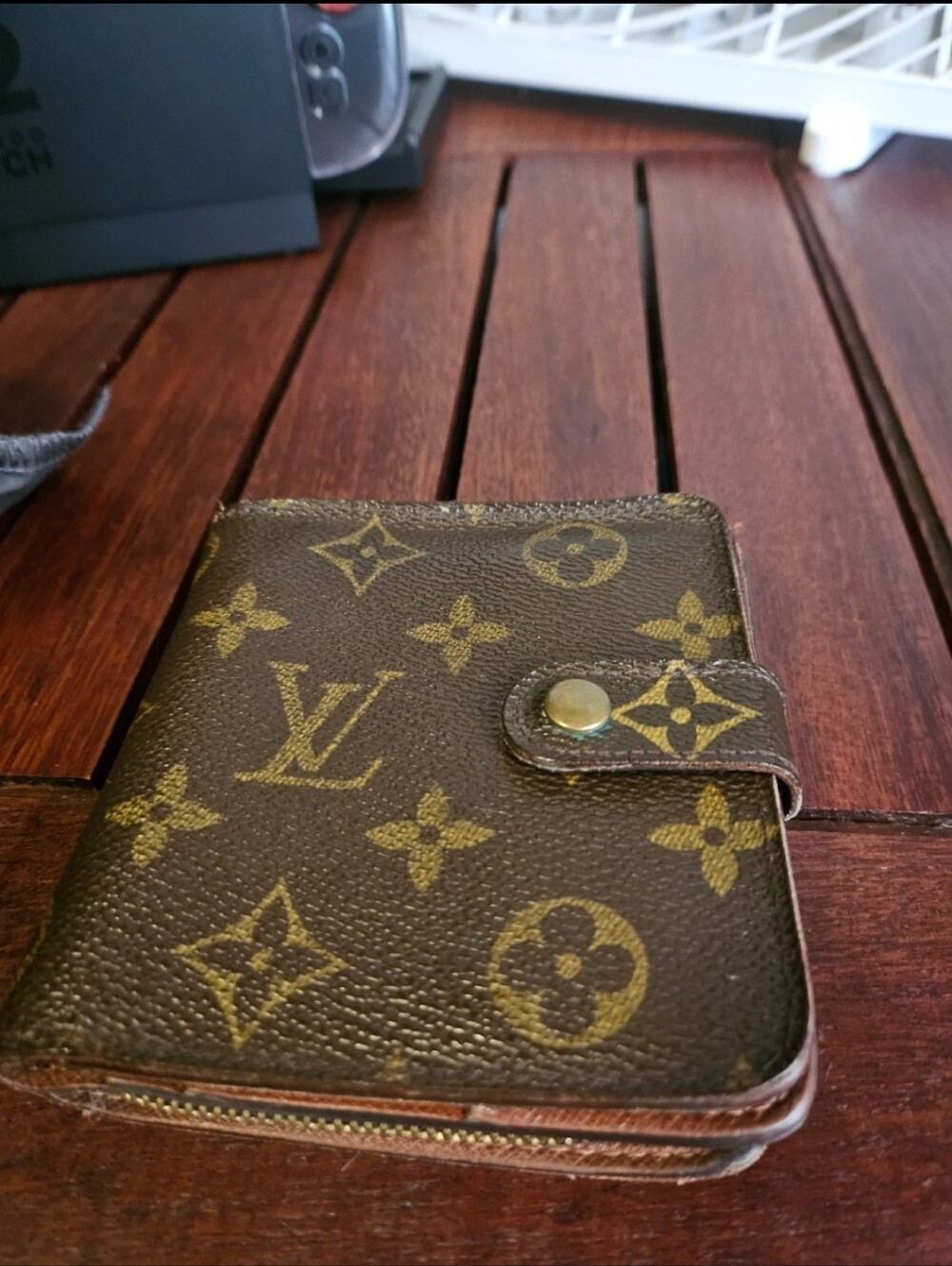Louis Vuitton Brown Monogram Canvas Card & Key Holder with Gold-Tone Snap